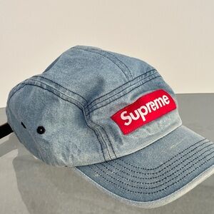 Supreme Light Blue Denim Camp Cap with Box Logo
